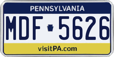 PA license plate MDF5626