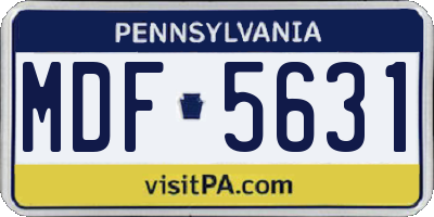 PA license plate MDF5631