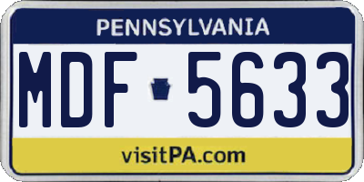 PA license plate MDF5633