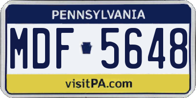 PA license plate MDF5648