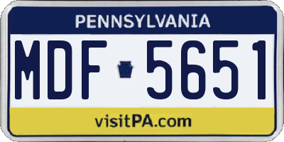 PA license plate MDF5651