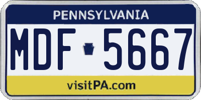 PA license plate MDF5667