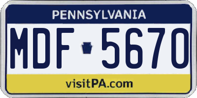 PA license plate MDF5670