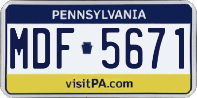 PA license plate MDF5671