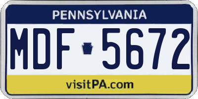 PA license plate MDF5672