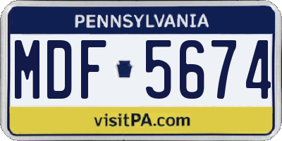 PA license plate MDF5674
