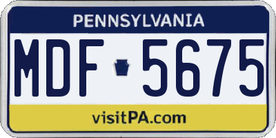 PA license plate MDF5675