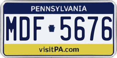 PA license plate MDF5676