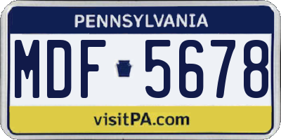 PA license plate MDF5678