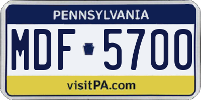 PA license plate MDF5700