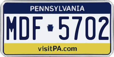 PA license plate MDF5702