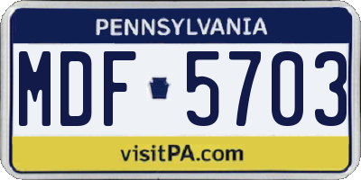 PA license plate MDF5703