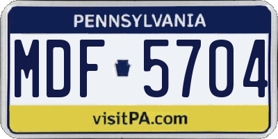 PA license plate MDF5704
