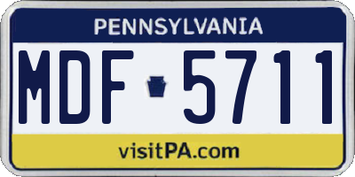 PA license plate MDF5711