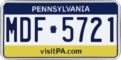 PA license plate MDF5721