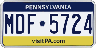 PA license plate MDF5724