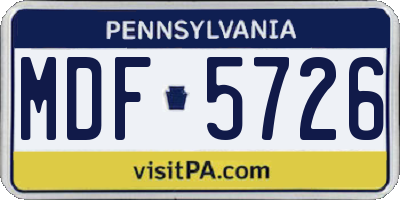 PA license plate MDF5726
