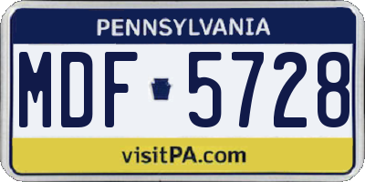 PA license plate MDF5728