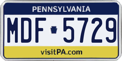 PA license plate MDF5729