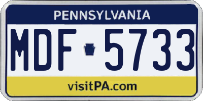PA license plate MDF5733