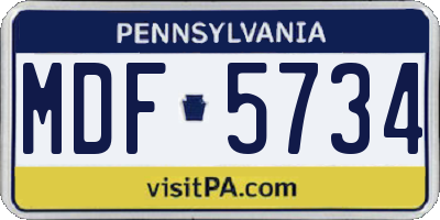 PA license plate MDF5734