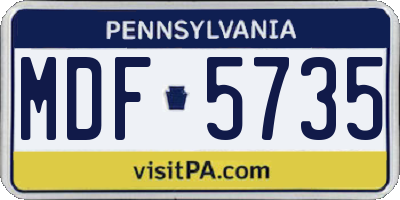 PA license plate MDF5735