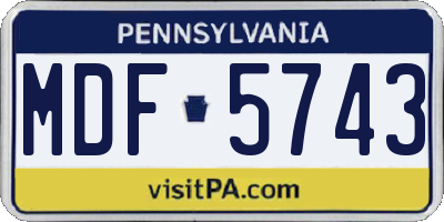 PA license plate MDF5743