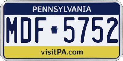 PA license plate MDF5752