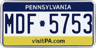 PA license plate MDF5753