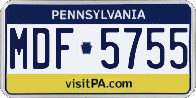 PA license plate MDF5755