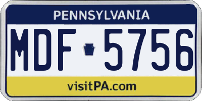 PA license plate MDF5756
