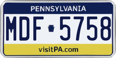 PA license plate MDF5758