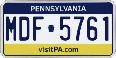 PA license plate MDF5761