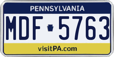 PA license plate MDF5763