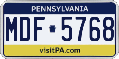 PA license plate MDF5768