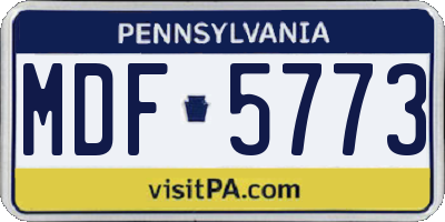 PA license plate MDF5773