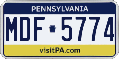 PA license plate MDF5774