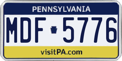 PA license plate MDF5776