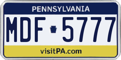 PA license plate MDF5777
