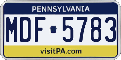 PA license plate MDF5783