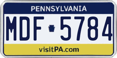 PA license plate MDF5784