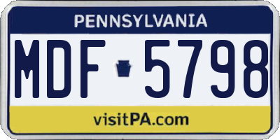 PA license plate MDF5798