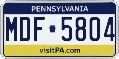 PA license plate MDF5804
