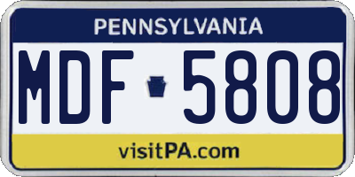 PA license plate MDF5808