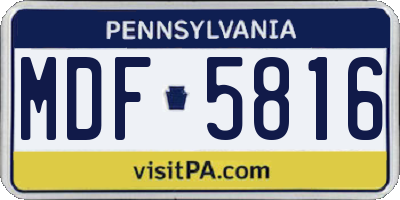 PA license plate MDF5816