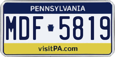 PA license plate MDF5819