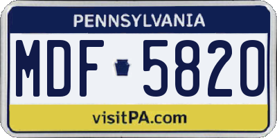 PA license plate MDF5820