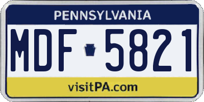 PA license plate MDF5821