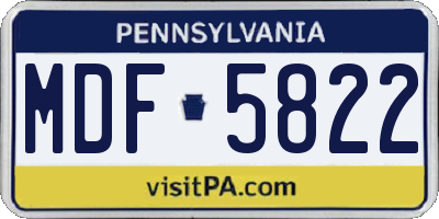 PA license plate MDF5822