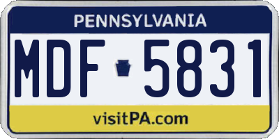 PA license plate MDF5831
